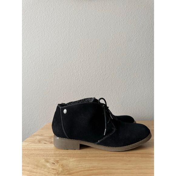 Eddie Bauer “Valerie” Black Suede Leather Chukka Ankle Boots Fur Lined 8.5 - Picture 4 of 10